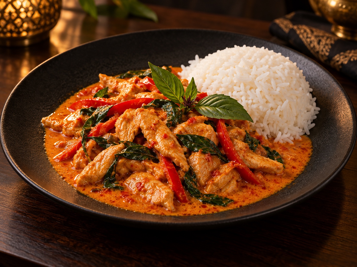 Curry panang au poulet et lait de coco